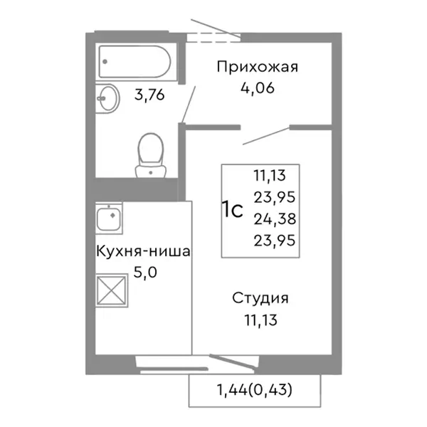 1 комнатная квартира