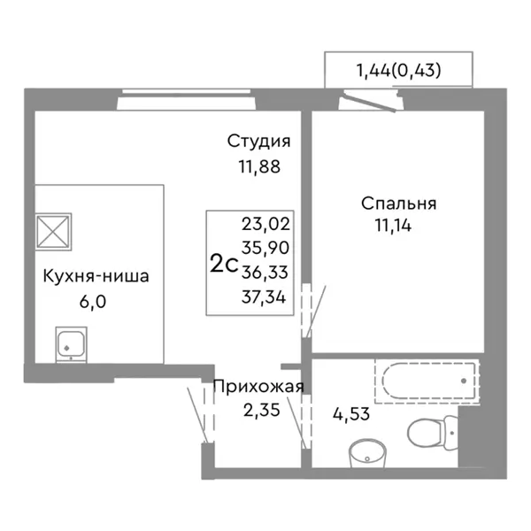 2 комнатная квартира