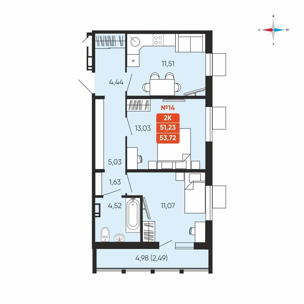 2-к квартира