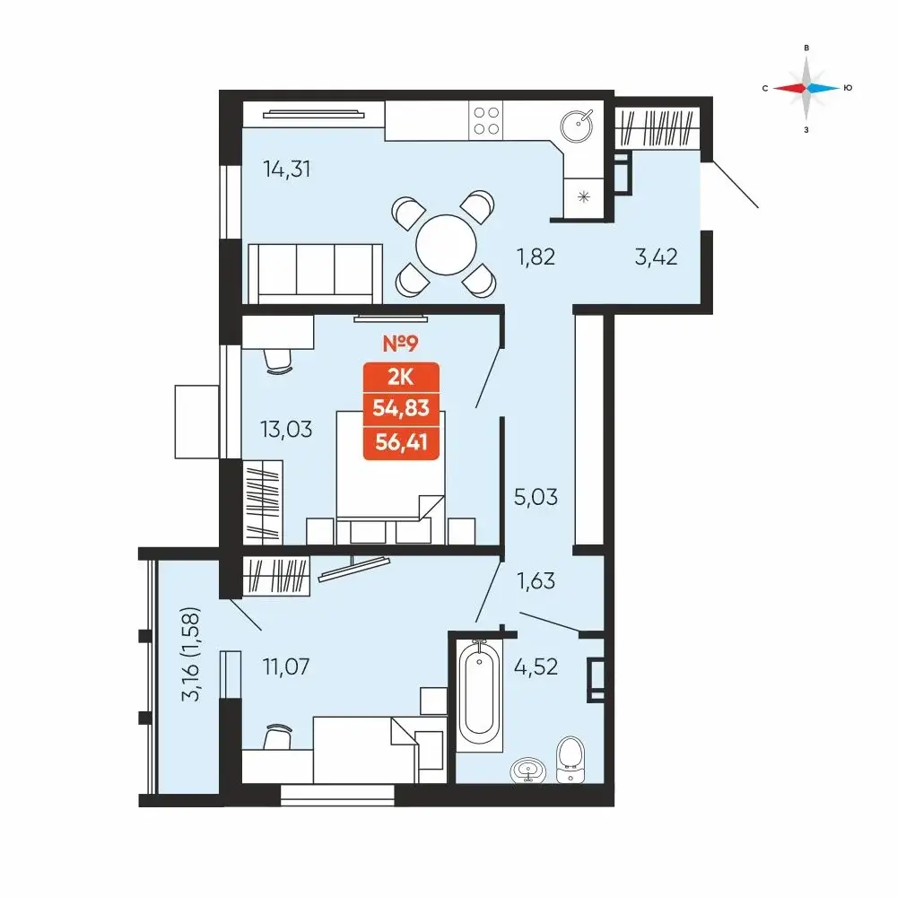 2-к квартира